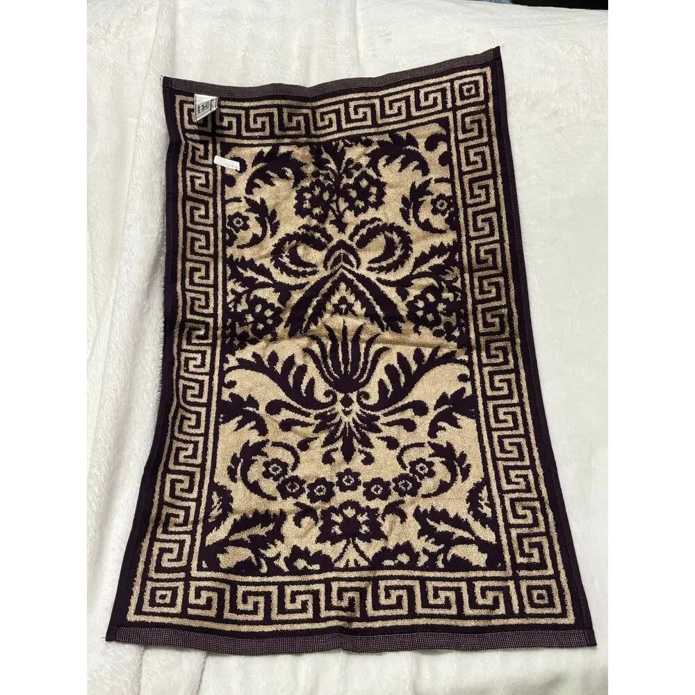 Well dressed home purple gold Greek key hand towel nwot cotton viscose blend